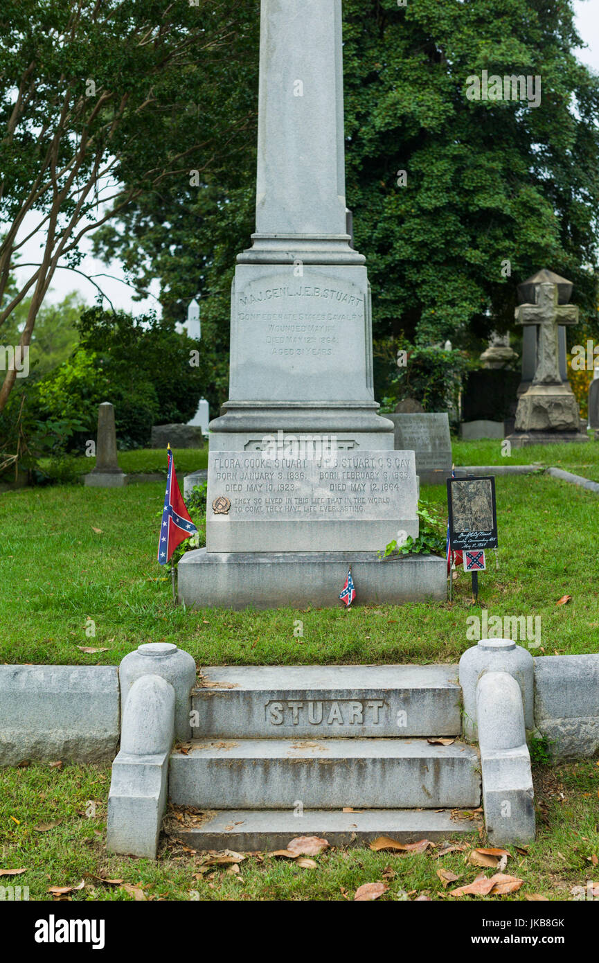 USA, Virginia, Richmond, Hollywood Cemetery, grave of Confederate Major General JEB Stuart Stock