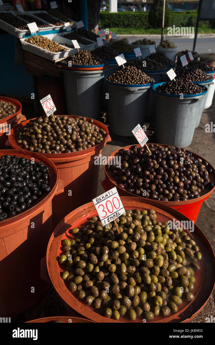Albania, Tirana, Central Market, olives Stock Photo