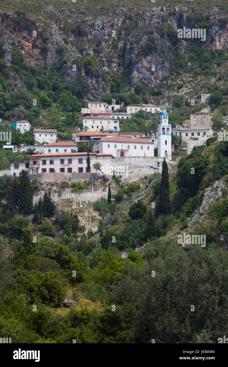 Albania, Albanian Riviera, Dhermi, elevated town view Stock Photo Alamy