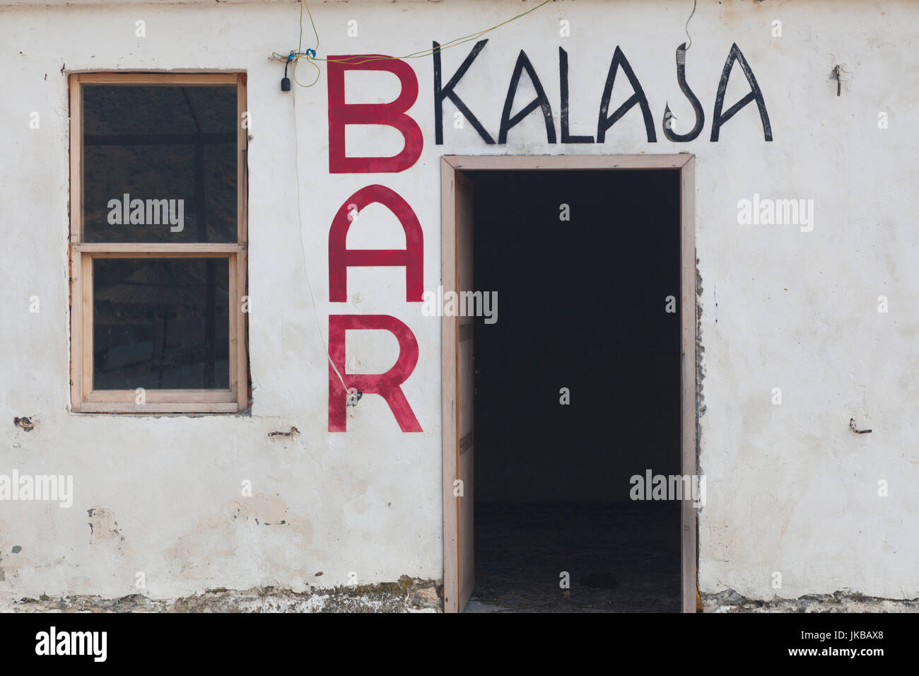 Albania, Albanian Riviera, Port Palermo, bar sign Stock Photo