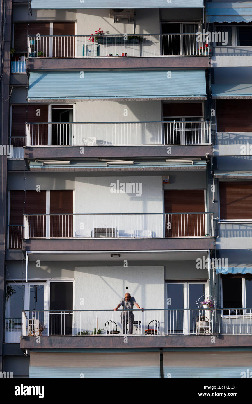 Greece, Central Macedonia Region, Thessaloniki, waterfront balconies Stock Photo