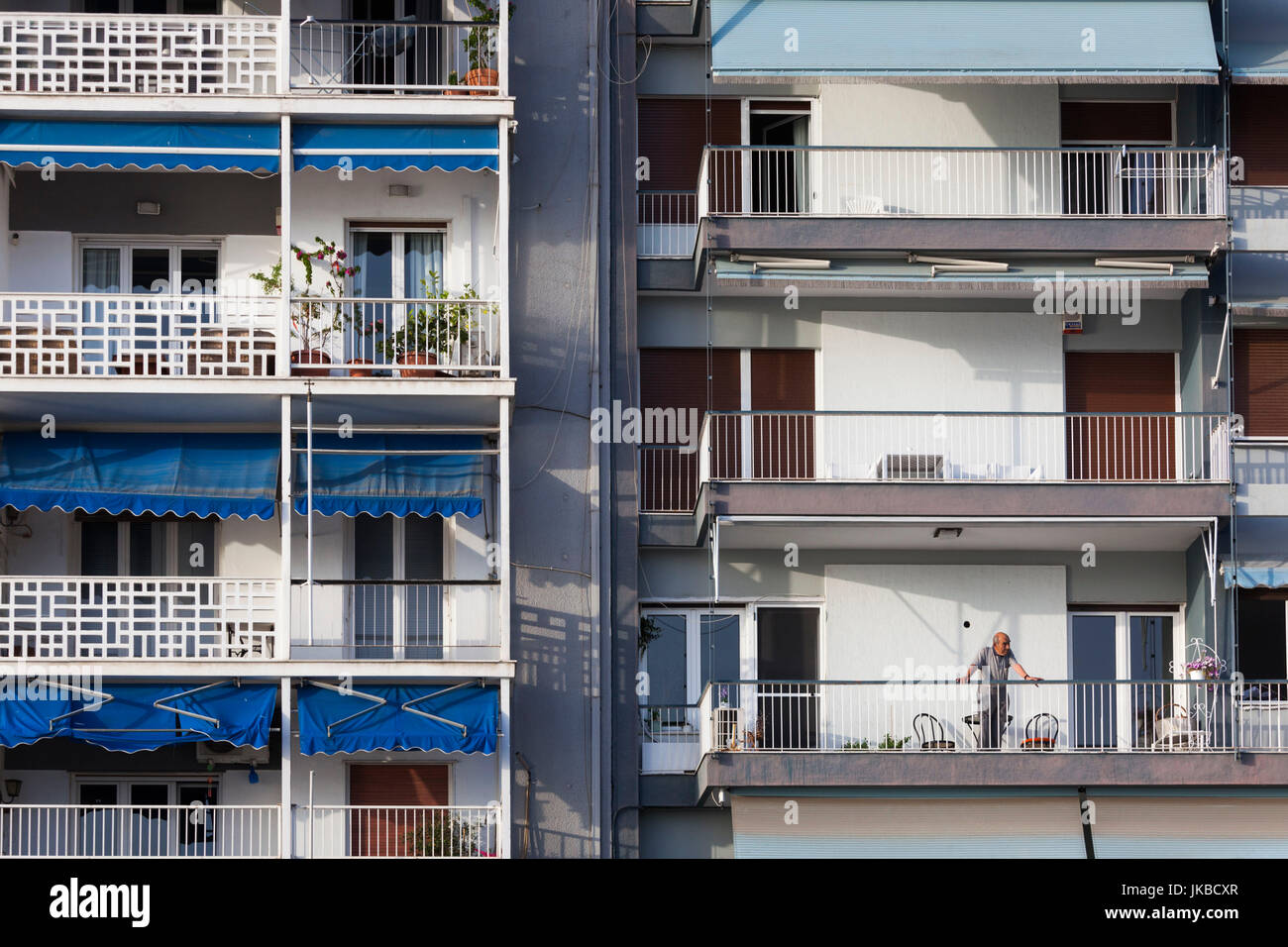 Greece, Central Macedonia Region, Thessaloniki, waterfront balconies Stock Photo