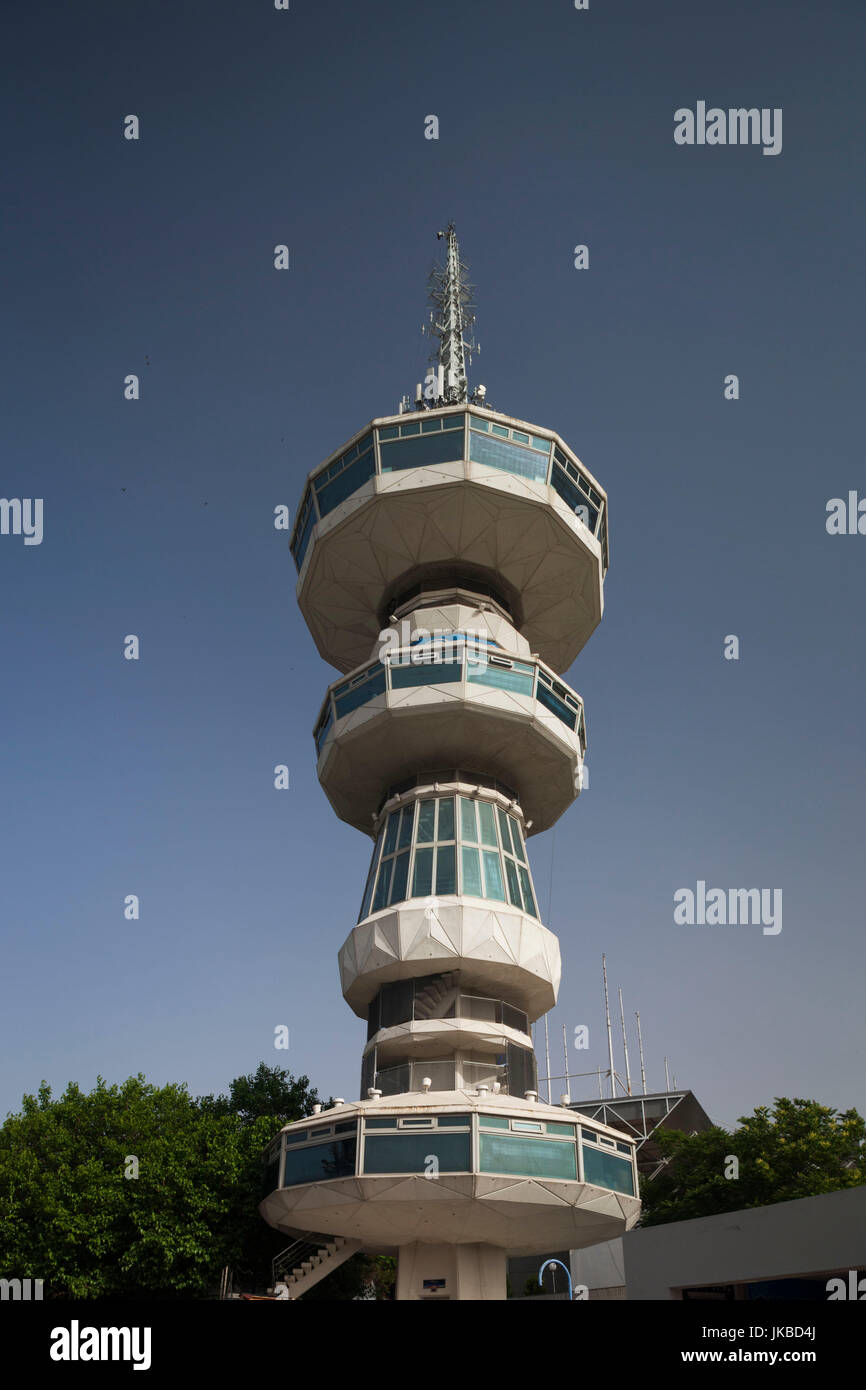 Greece, Central Macedonia Region, Thessaloniki, Helexpo fair grounds, telecommunications tower Stock Photo