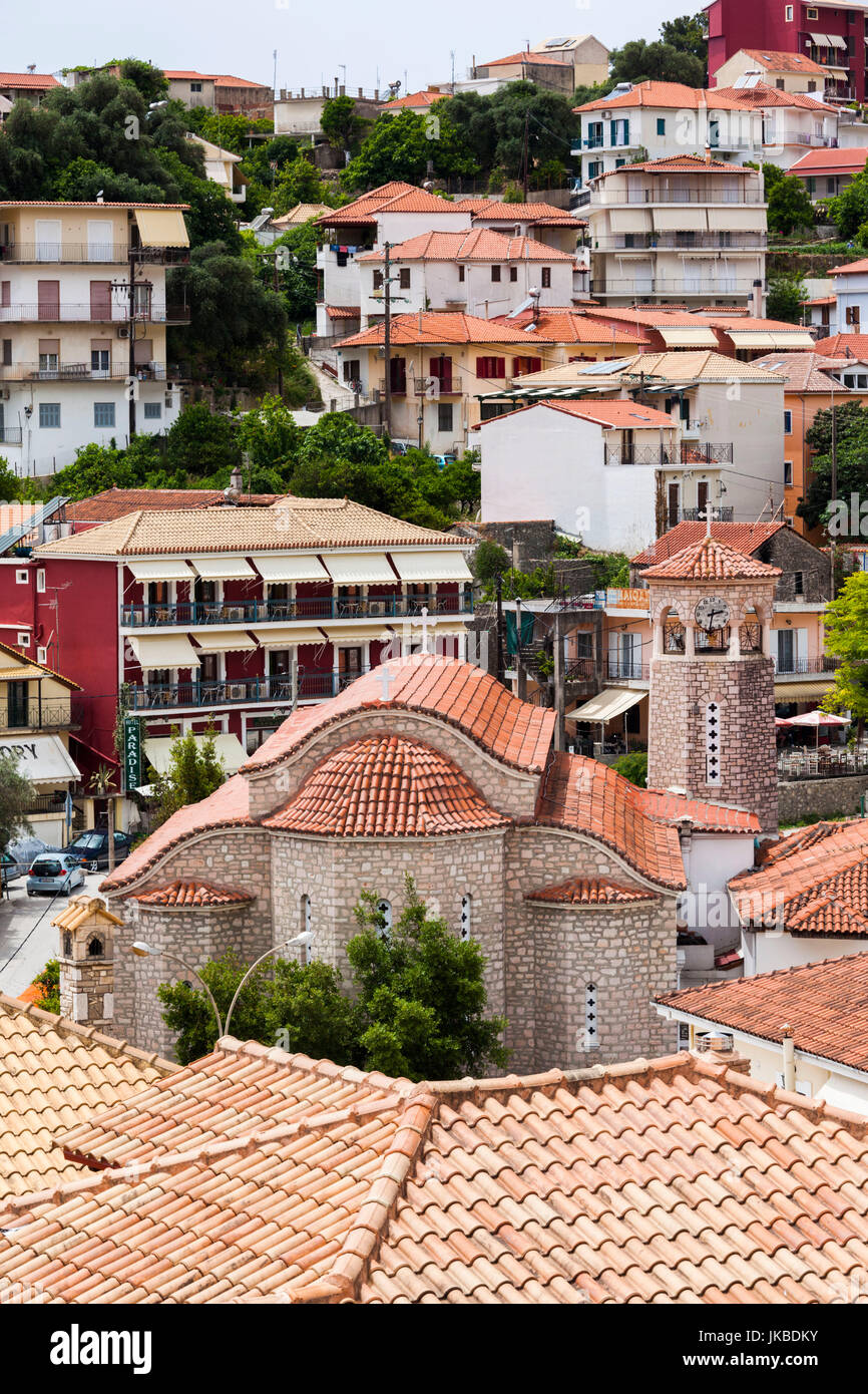 Greece, Epirus Region, Parga, elevated town view from the Venetian Castle Stock Photo
