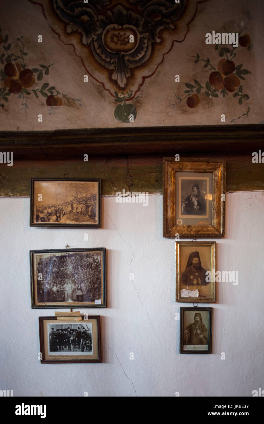 Greece, West Macedonia Region, Kastoria, Kastorian Museum of Folklore, housed in the 15th century house that belonged to the Aivazis family, old photographs Stock Photo