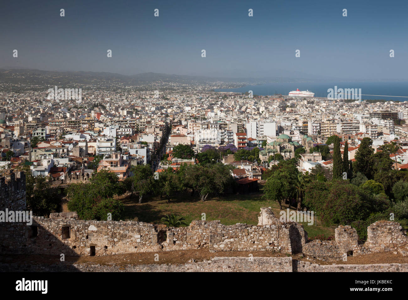 Greece, Peloponese Region, Patra, elevated city view from Patra Castle Stock Photo