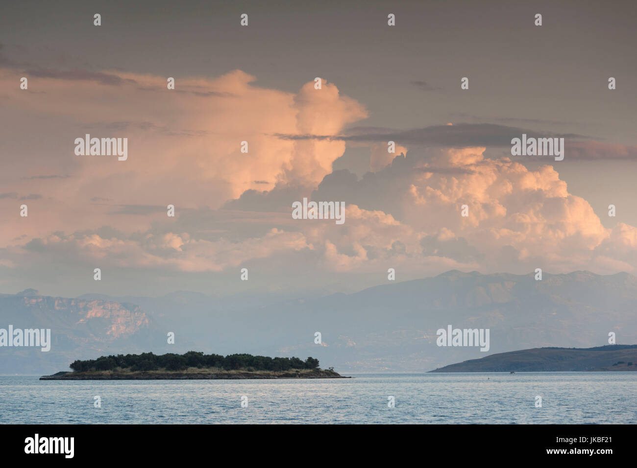 Greece, Central Greece Region, Itea, Gulf of Corinth, dusk Stock Photo