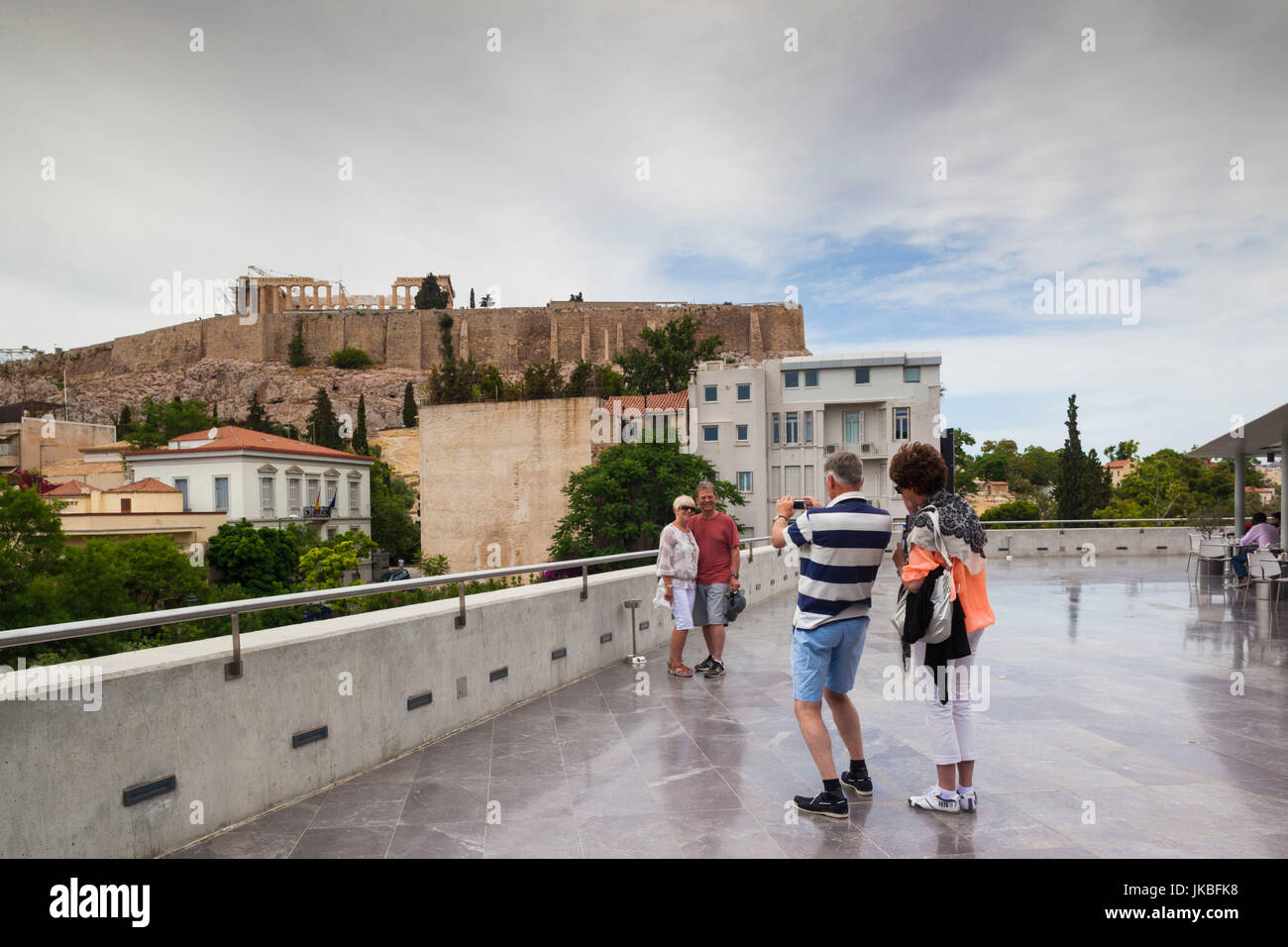 Greece, Central Greece Region, Athens, the New Acropolis Museum, rooftop view of the Acropolis