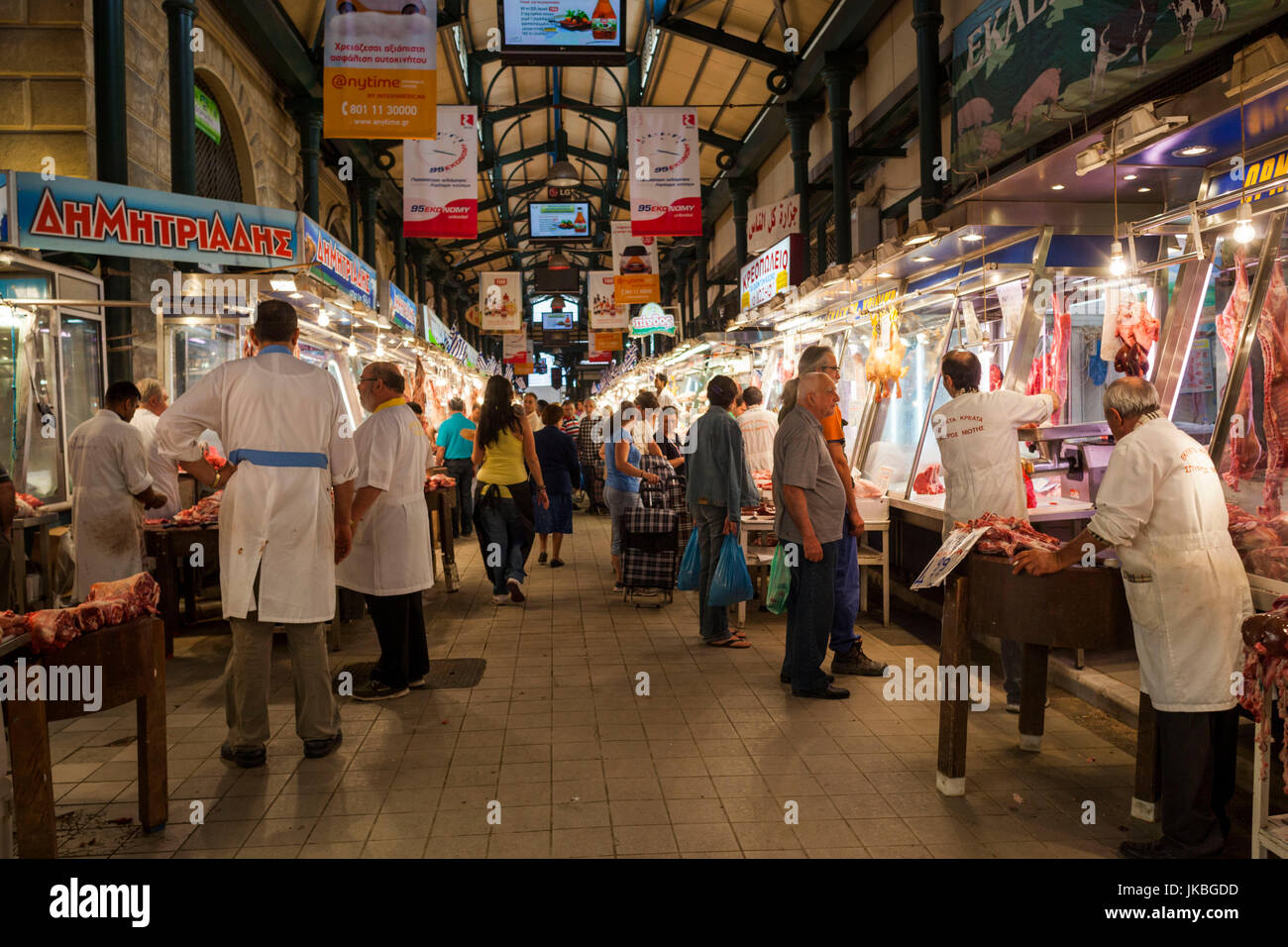 Greece, Central Greece Region, Athens, Central Market, meat market Stock Photo