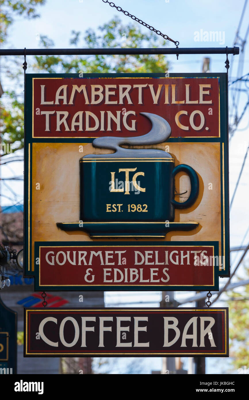 USA, New Jersey, Lambertville, coffee shop sign Stock Photo Alamy
