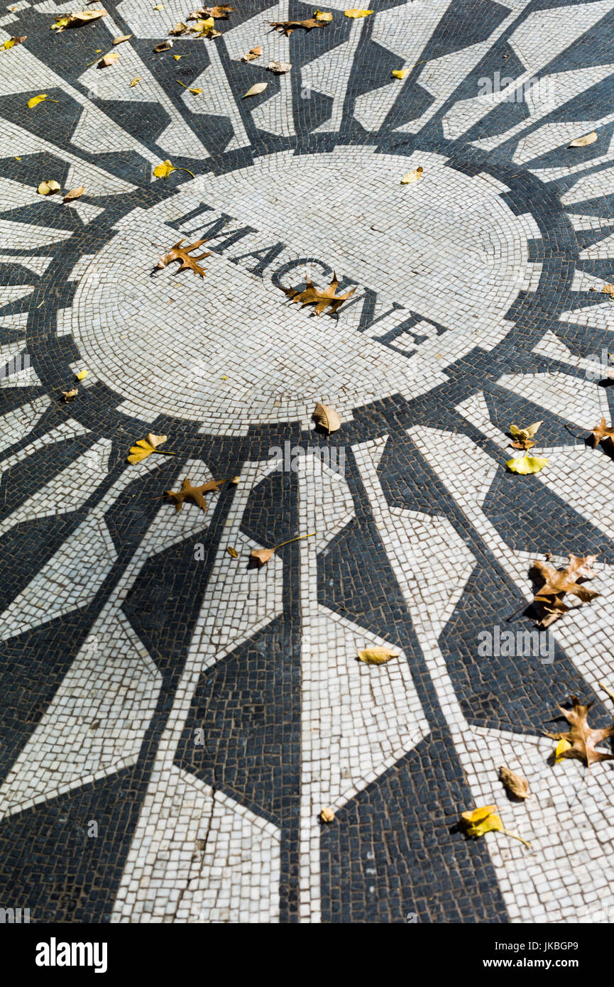 USA, New York, New York City, Central Park, John Lennon Memorial, Imagine, Strawberry Fields Stock Photo