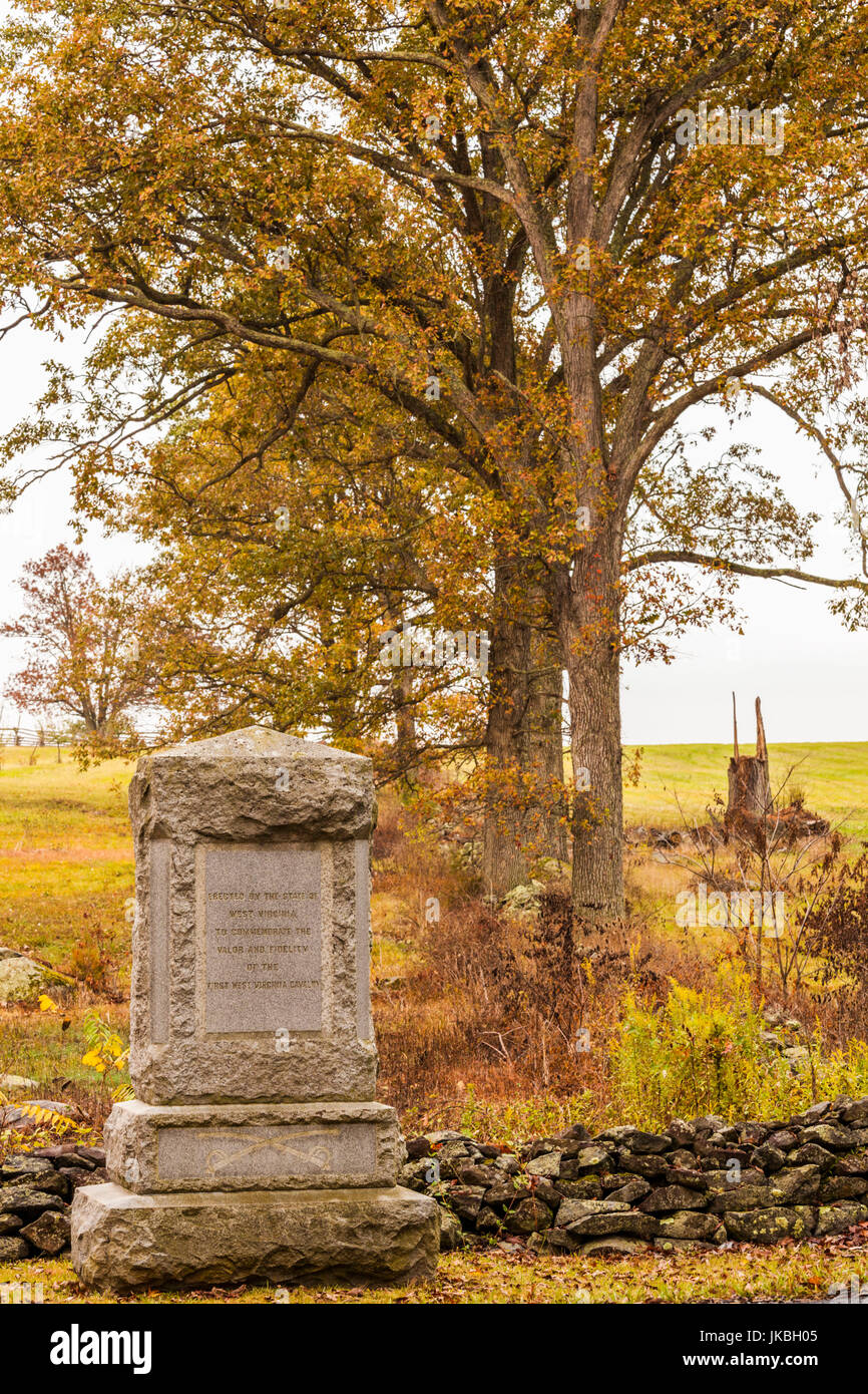 USA, Pennsylvania, Gettysburg, Battle of Gettysburg, battlefield monument to the First West Virginia Cavalry Stock Photo