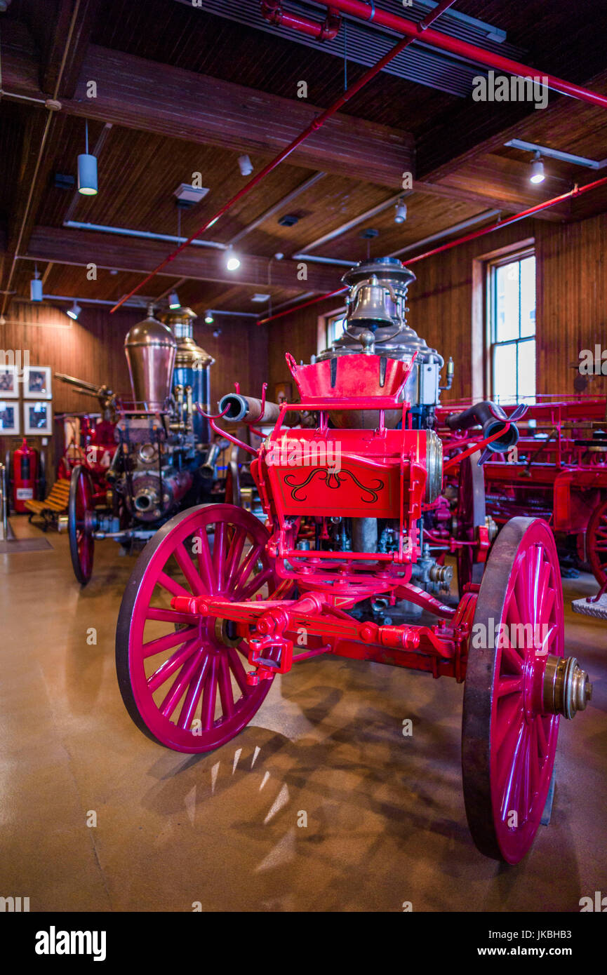 USA, Pennsylvania, Philadelphia, Firemens Hall Museum, fire fighting equipment Stock Photo