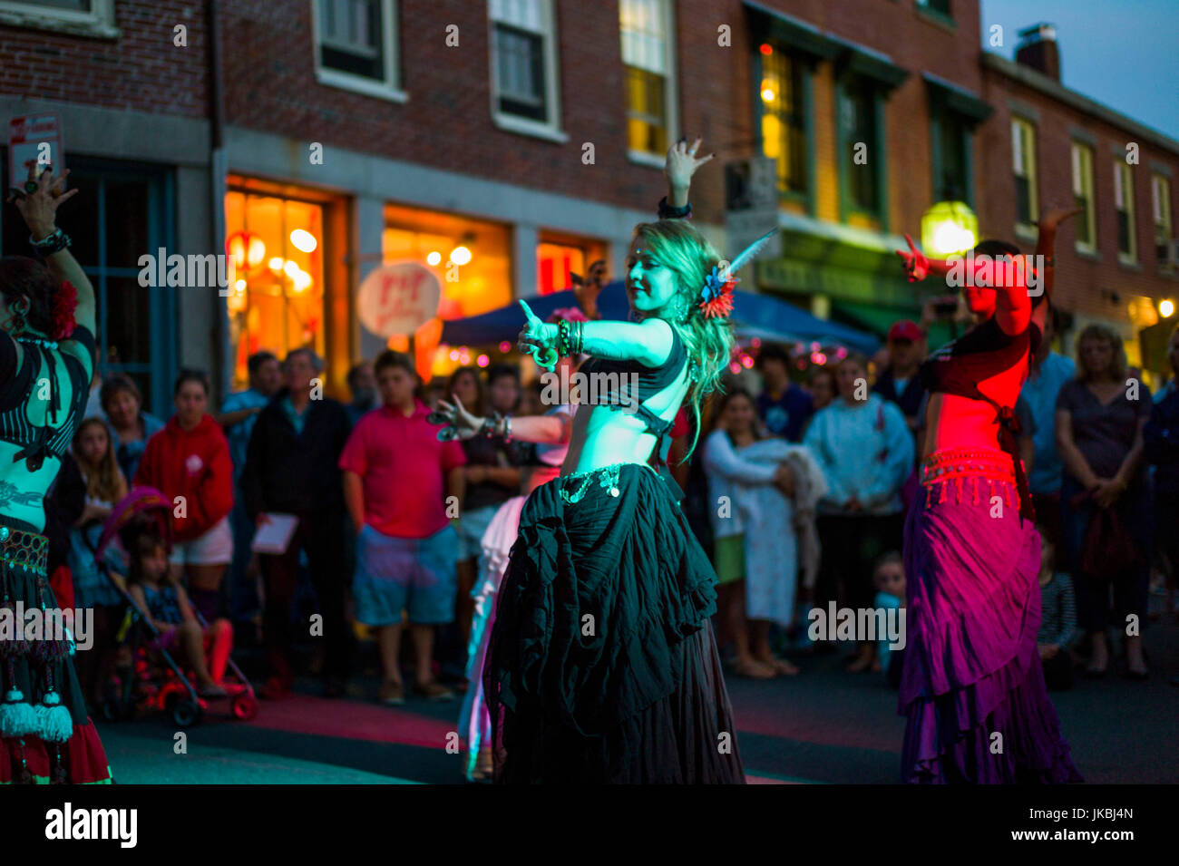 USA, Massachusetts, Gloucester, Gloucester Downtown Block Party, belly dancers Stock Photo