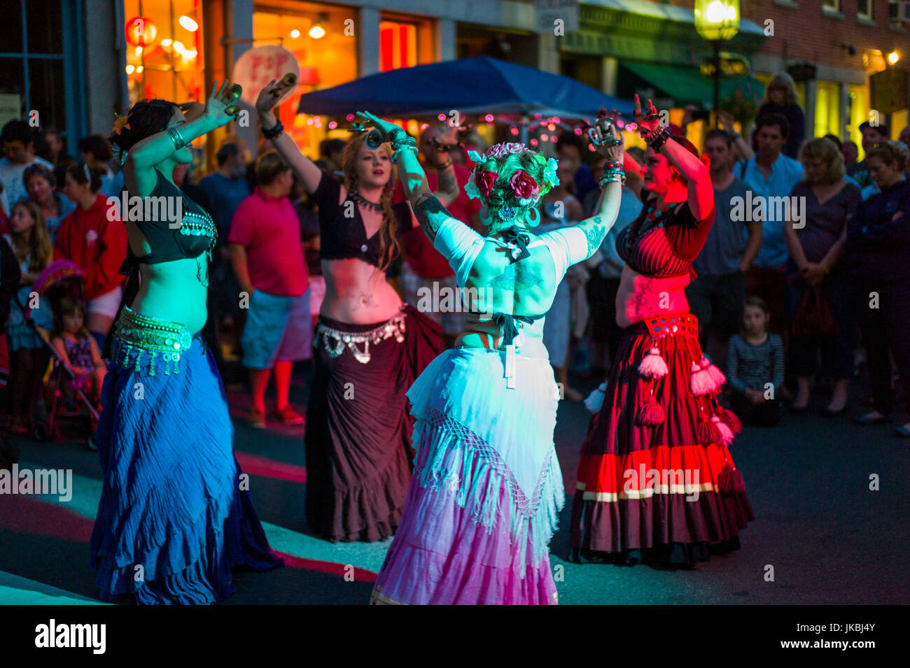 USA, Massachusetts, Gloucester, Gloucester Downtown Block Party, belly dancers Stock Photo