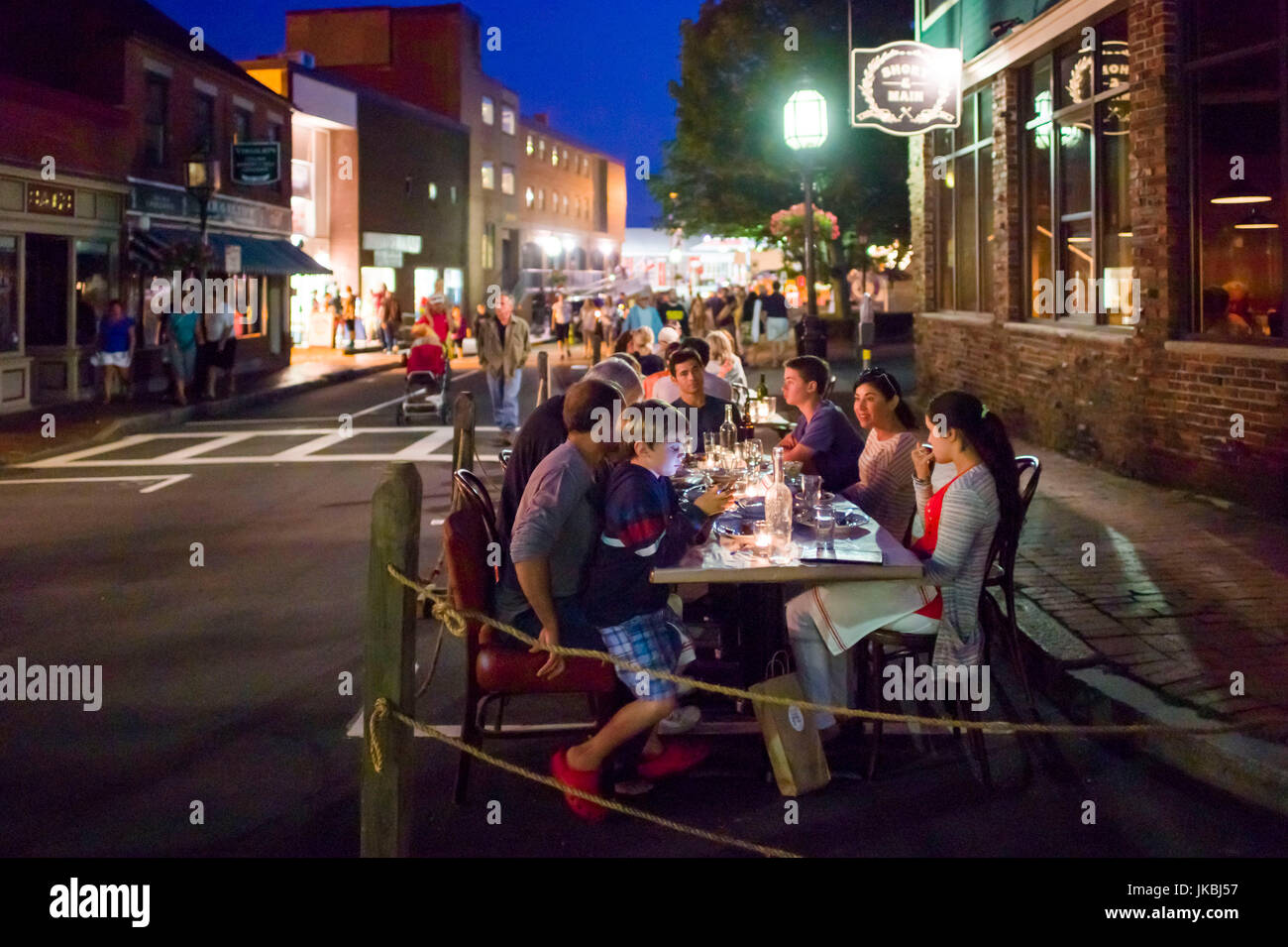 USA, Massachusetts, Gloucester, Gloucester Downtown Block Party, outdoor dining Stock Photo Alamy