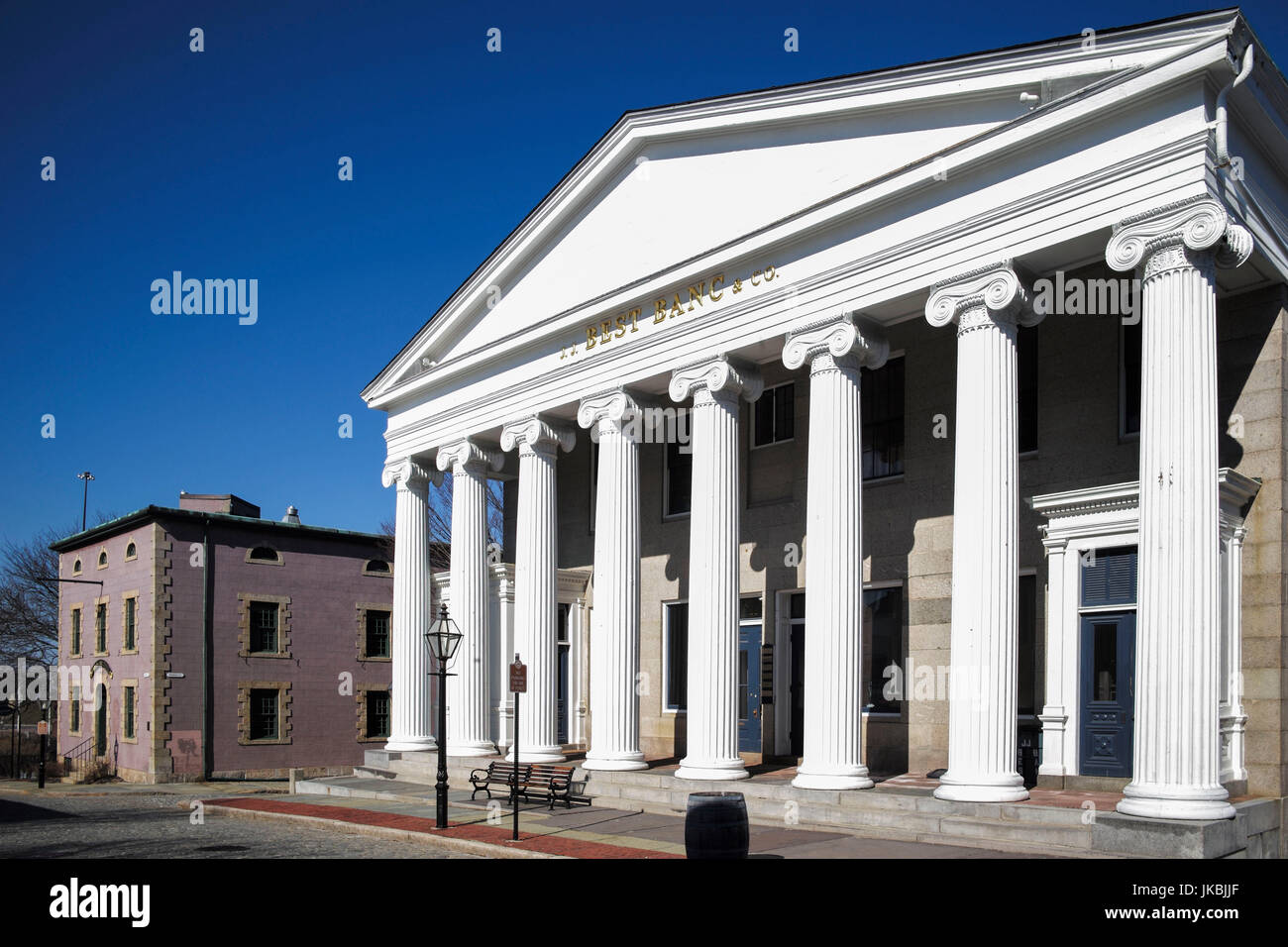 USA, Massachusetts, New Bedford, New Bedford Whaling Historical Park, Best Banc Building Stock Photo