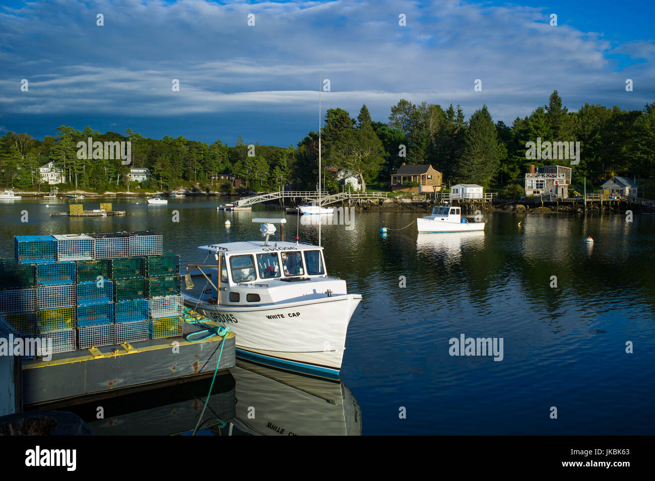 USA, Maine, Southport, fishing boats in Southport Harbor Stock Photo