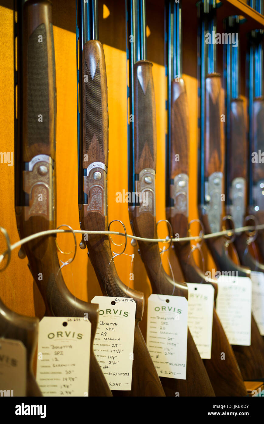 USA, Manchester Center, the Orvis Store, hunting and fishing mecca, Beretta shotguns Stock Photo