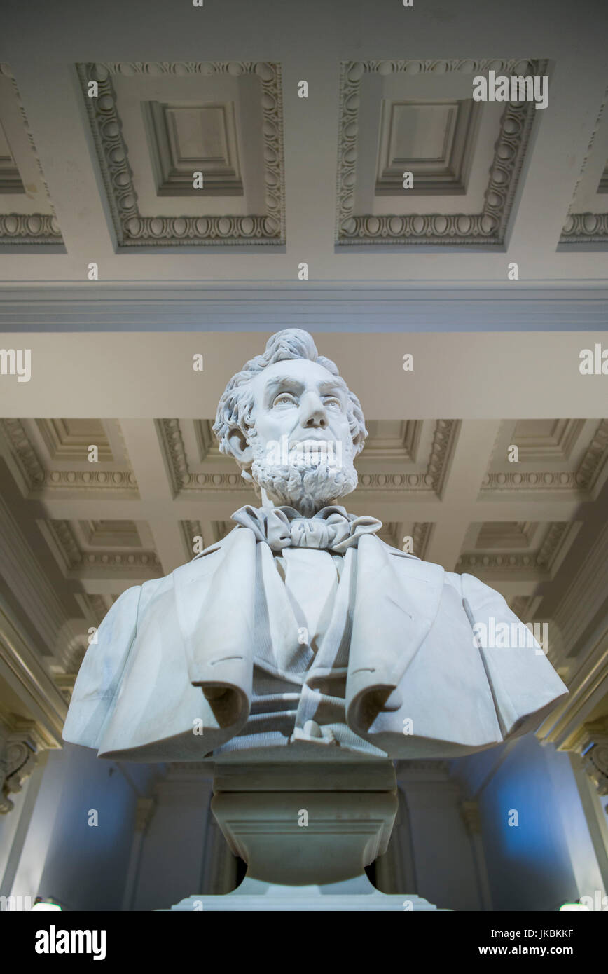 USA, Vermont, Montpelier, Vermont State House, bust of Abraham Lincoln, Larkin Mead, sculptor Stock Photo