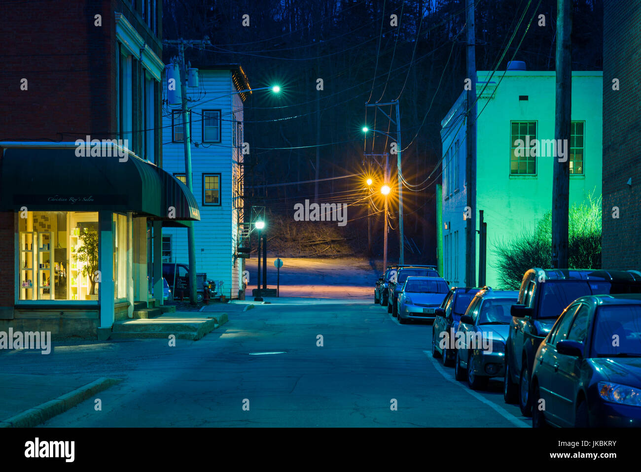 USA, Vermont, White River Junction, buildings on Currier Street