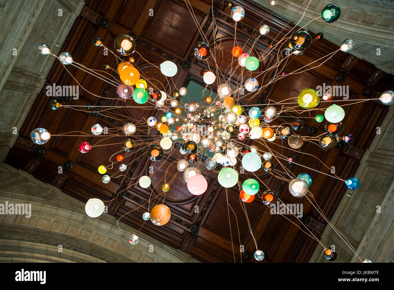 England, London, South Kensington, The Victoria and Albert Museum, main entrance ceiling glass sculpture by Dale Chihuly Stock Photo