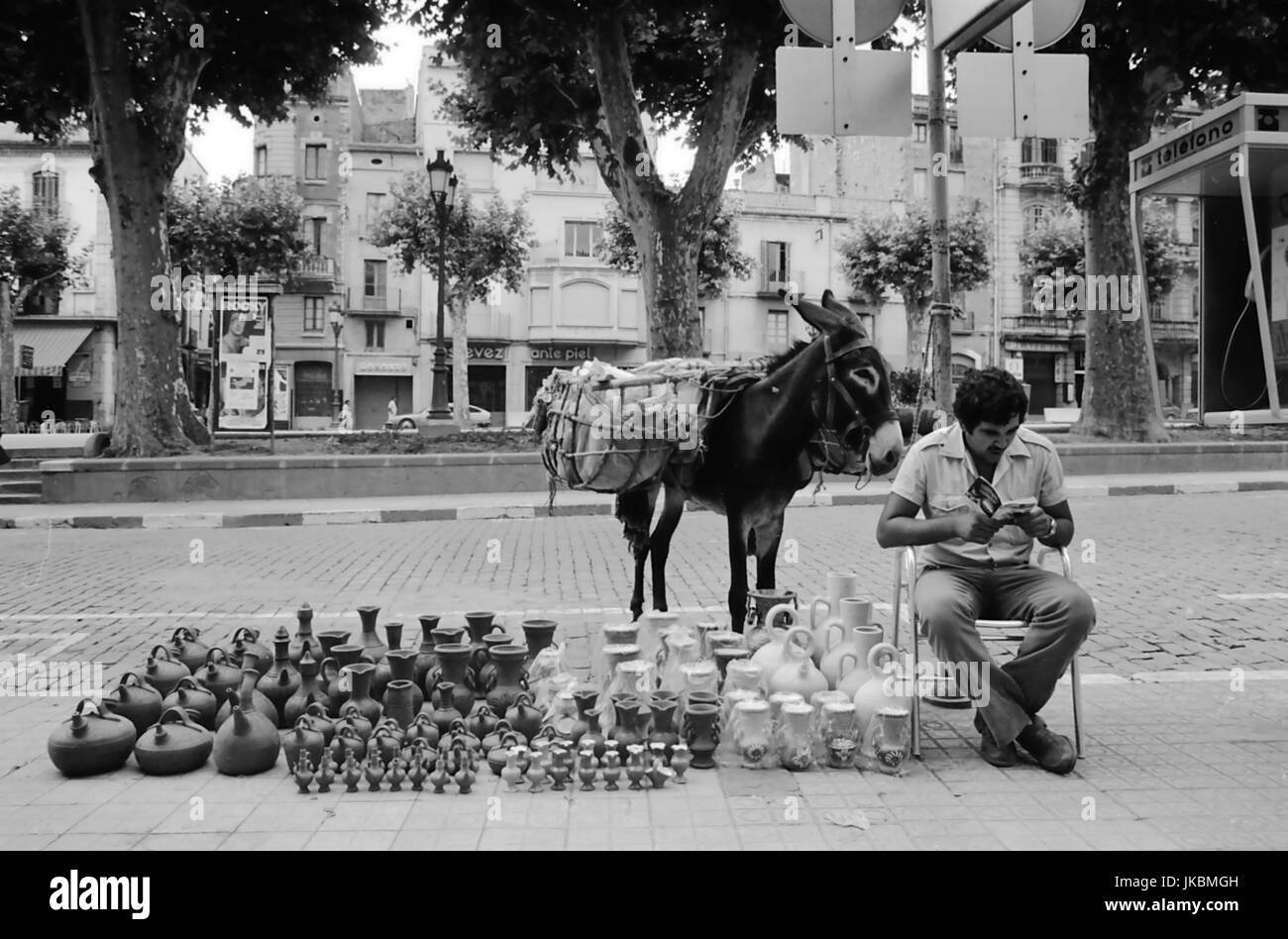 Spain, year 1981, vase seller Stock Photo