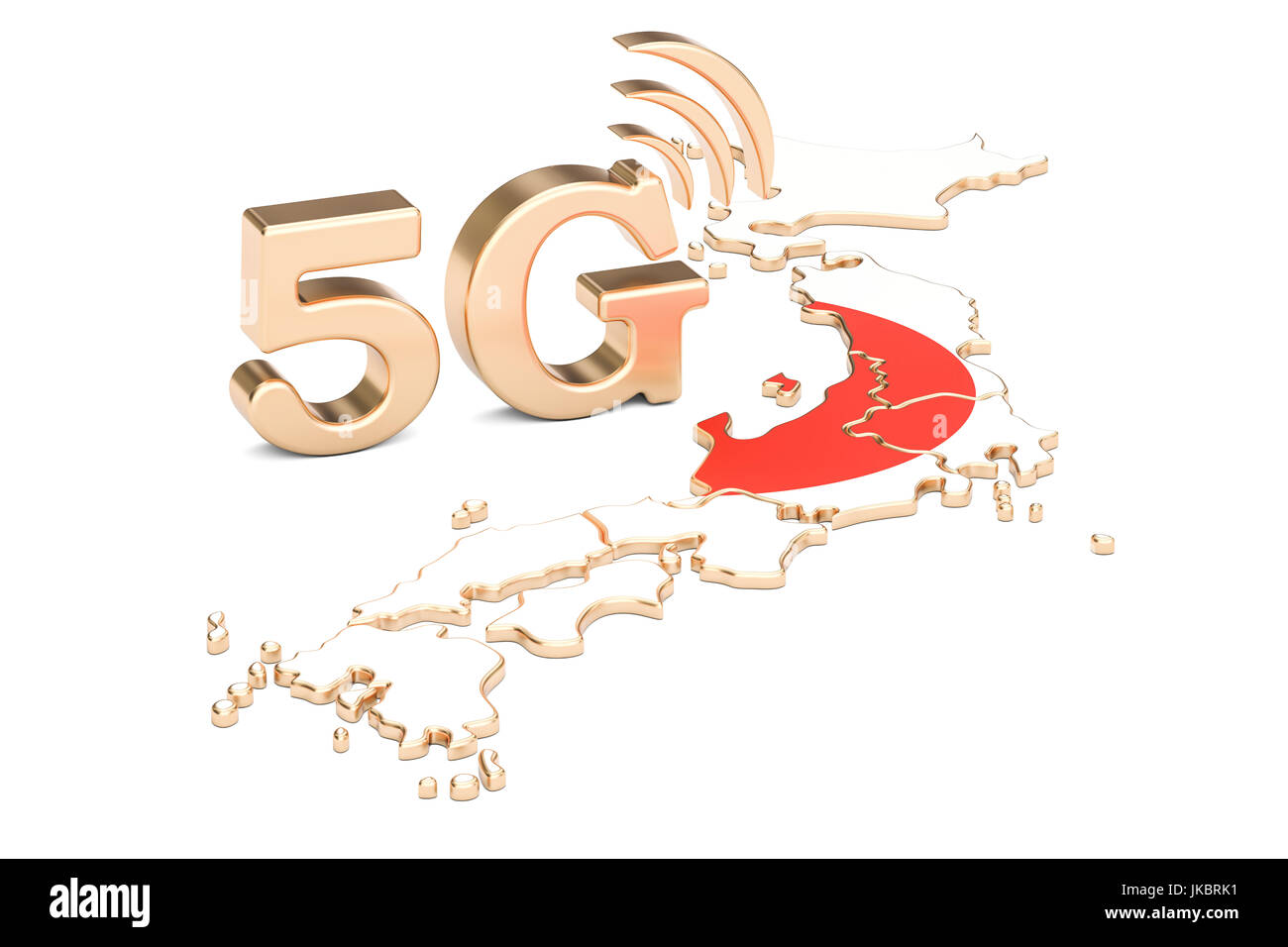 5G in Japan concept, 3D rendering isolated on white background Stock Photo