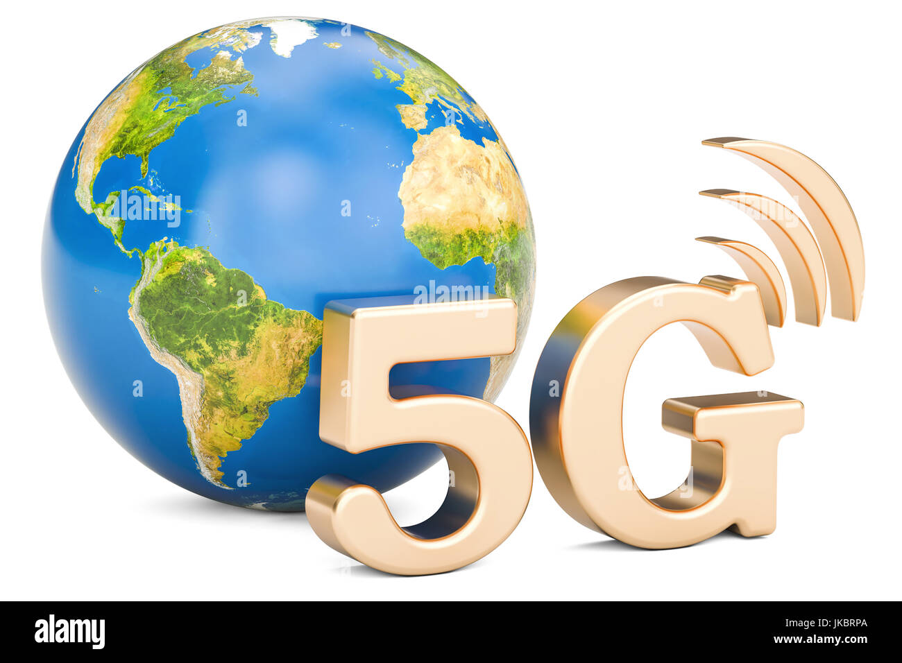 Global 5G concept, 3D rendering isolated on white background Stock Photo