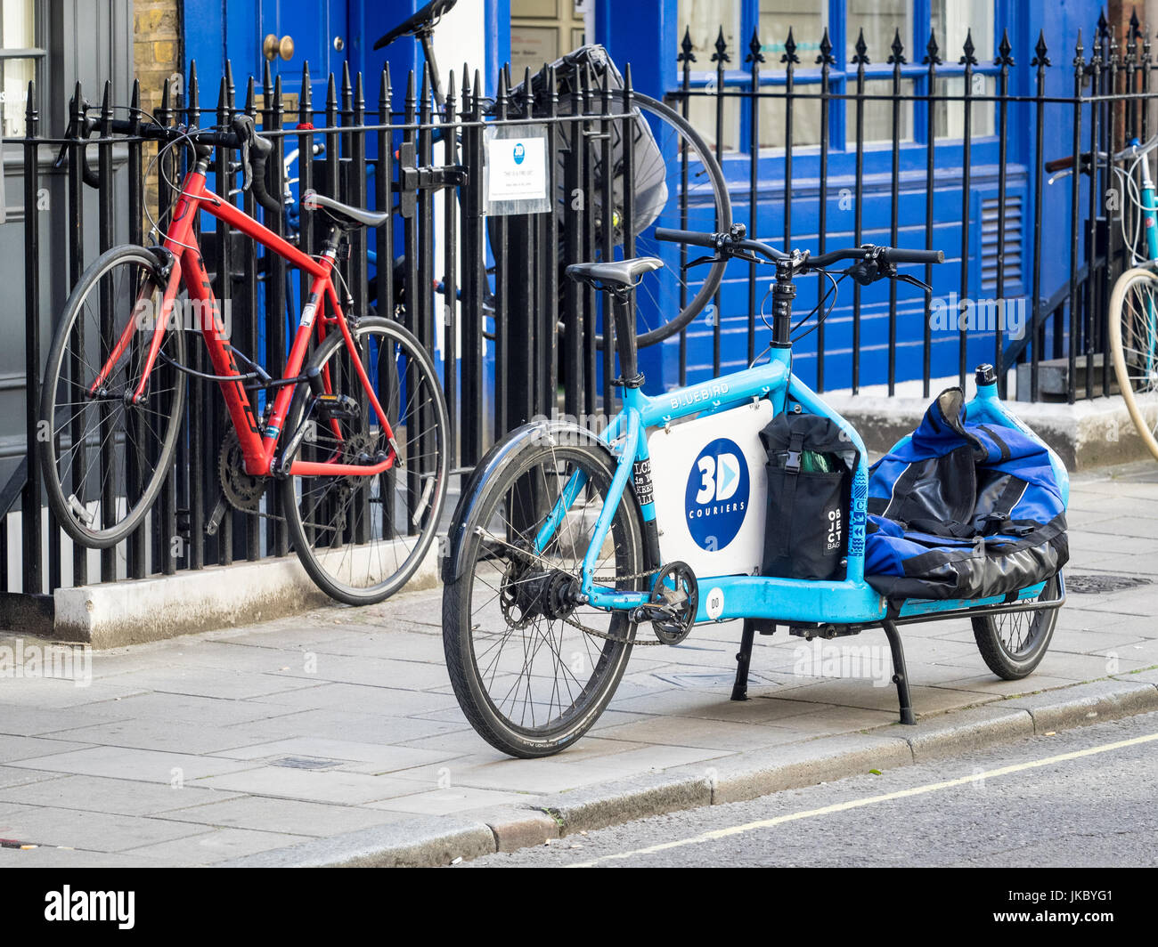 3D Couriers Cargo Bike parked in a street in Central London UK Stock Photo