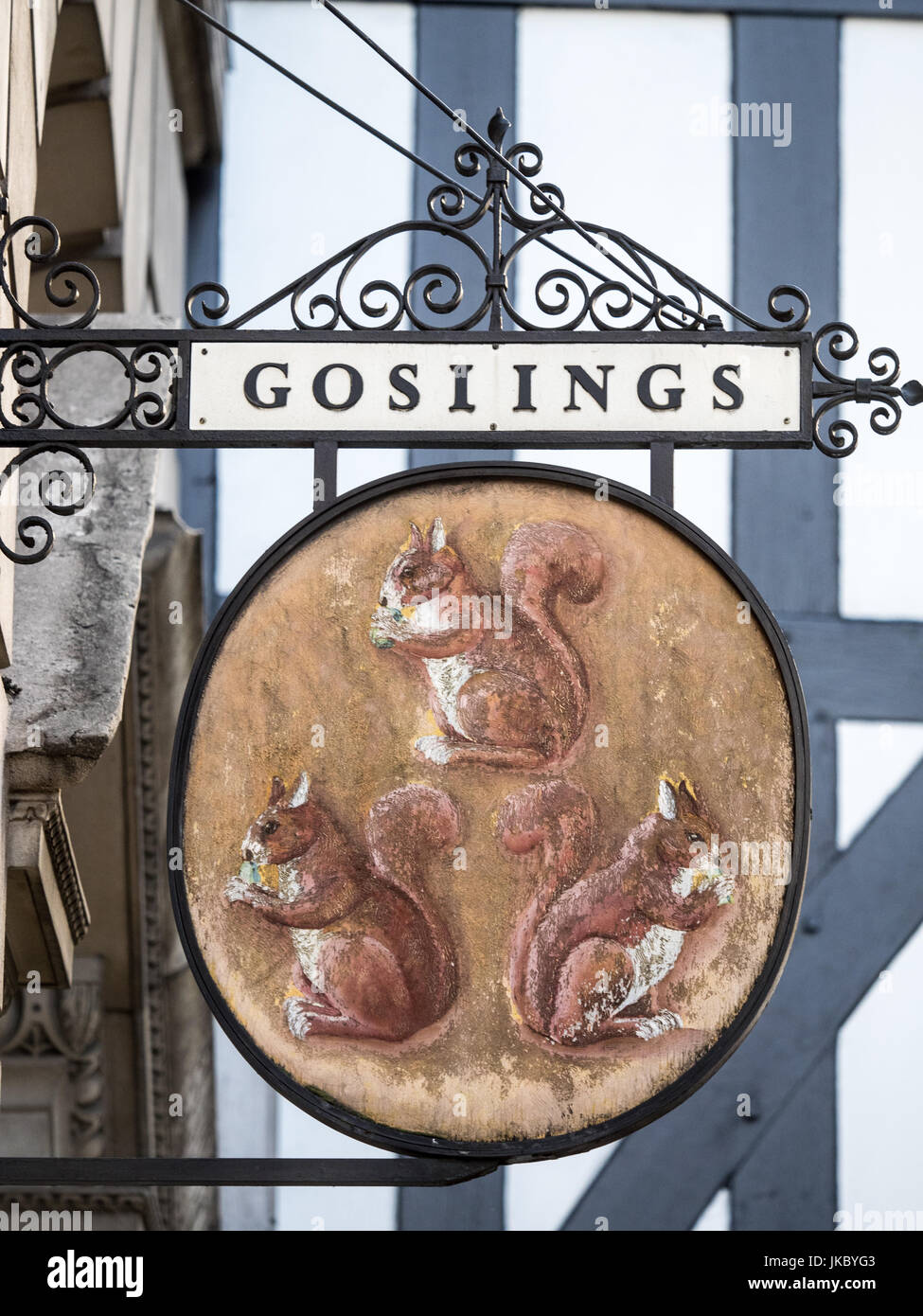 Sign outside the old Goslings Bank branch in Fleet Street, London. Goslings was merged with other banks to form Barclays in 1896 Stock Photo