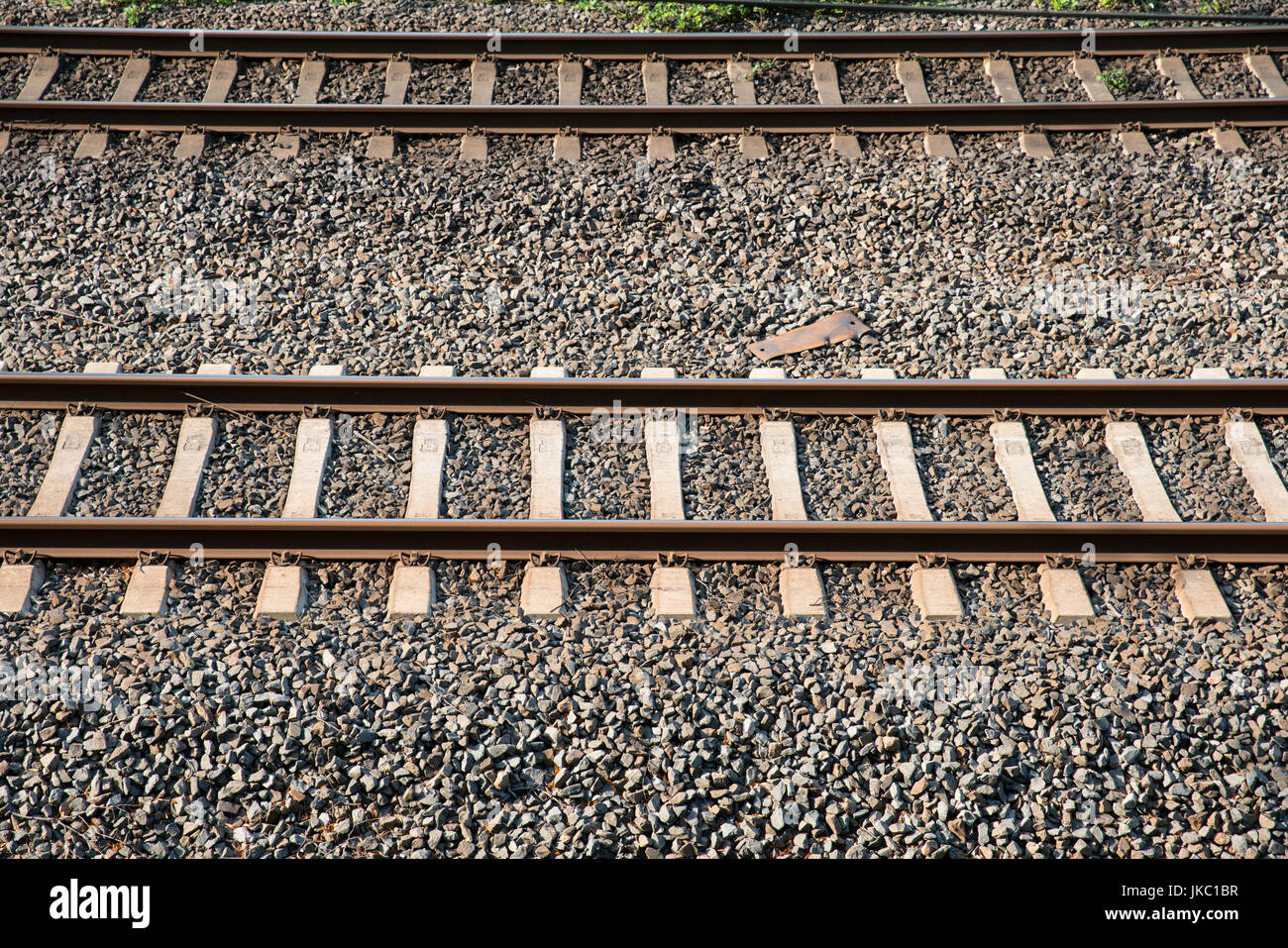rails and close-up train rail, gleise, in germany Stock Photo