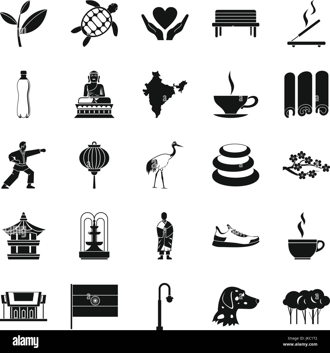 Martial arts icons set, simple style Stock Vector