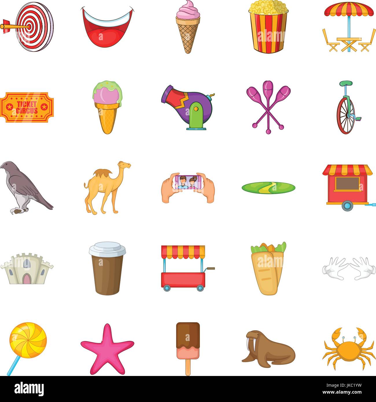 Amusement park icons set, cartoon style Stock Vector Image & Art - Alamy
