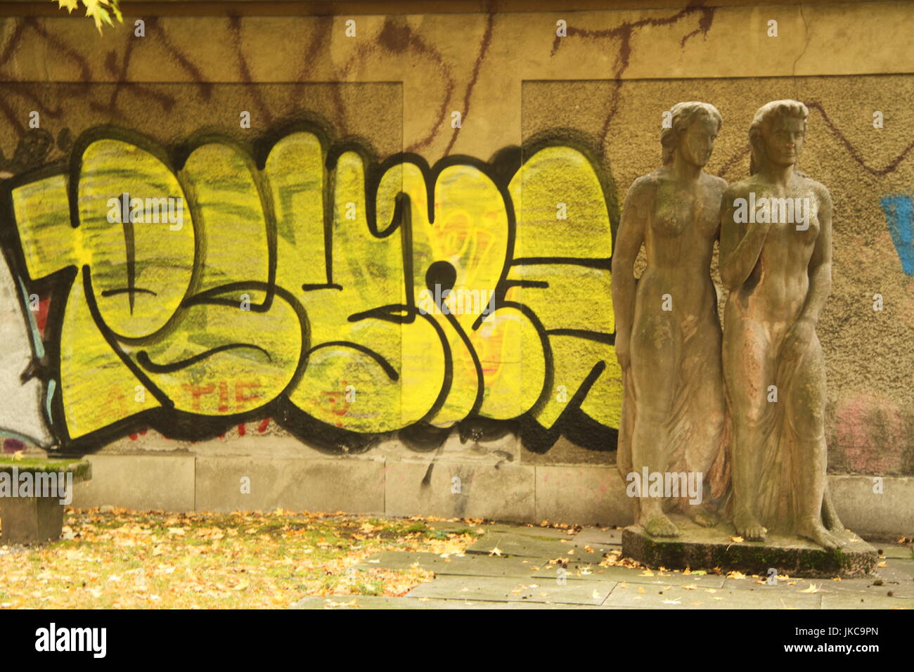 grafitti and classical statues Stock Photo