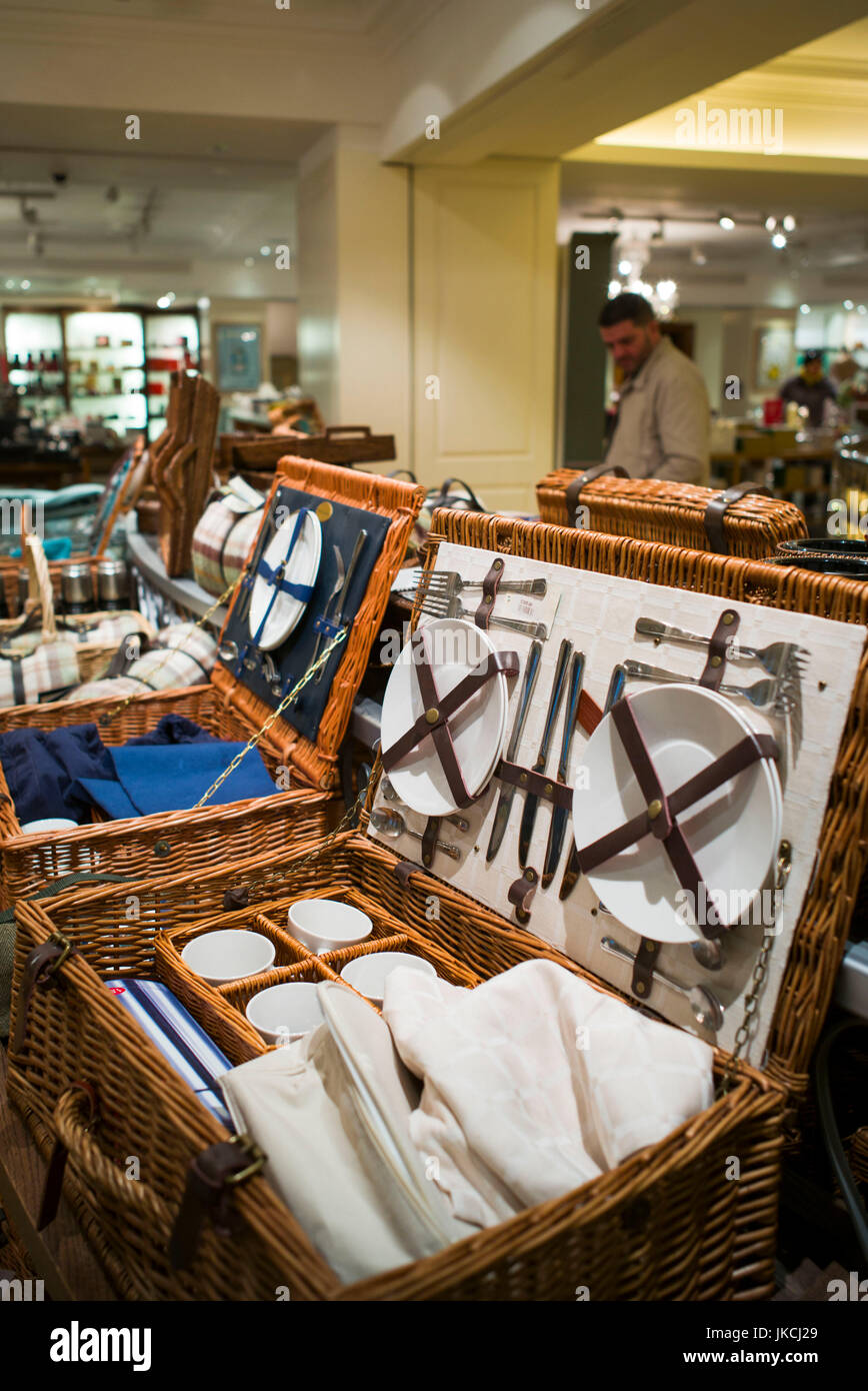 England, London, St. James, Fortnum and Mason store, wicker picnic