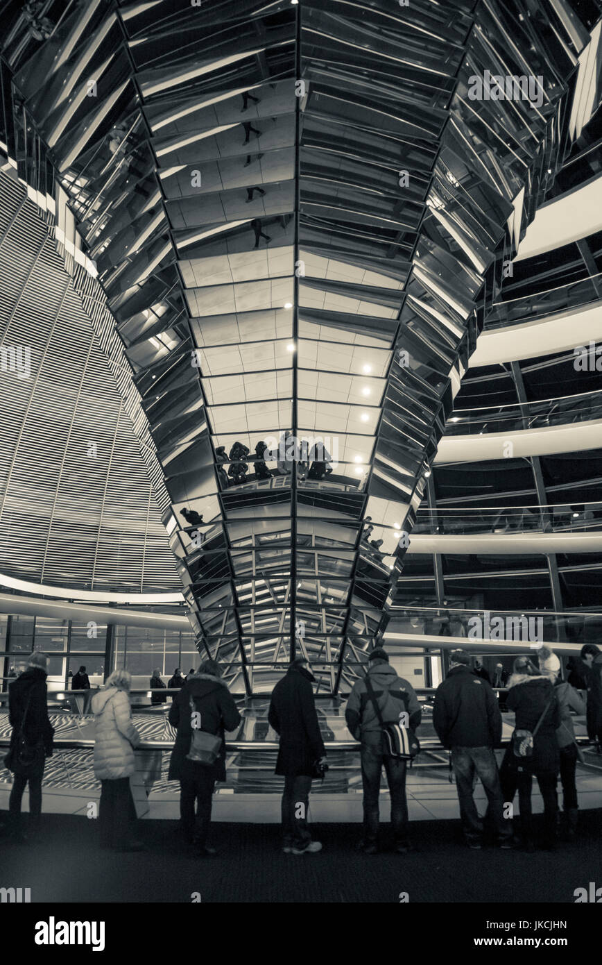 Germany, Berlin, Mitte, The Reichstag, dome interior, evening Stock Photo