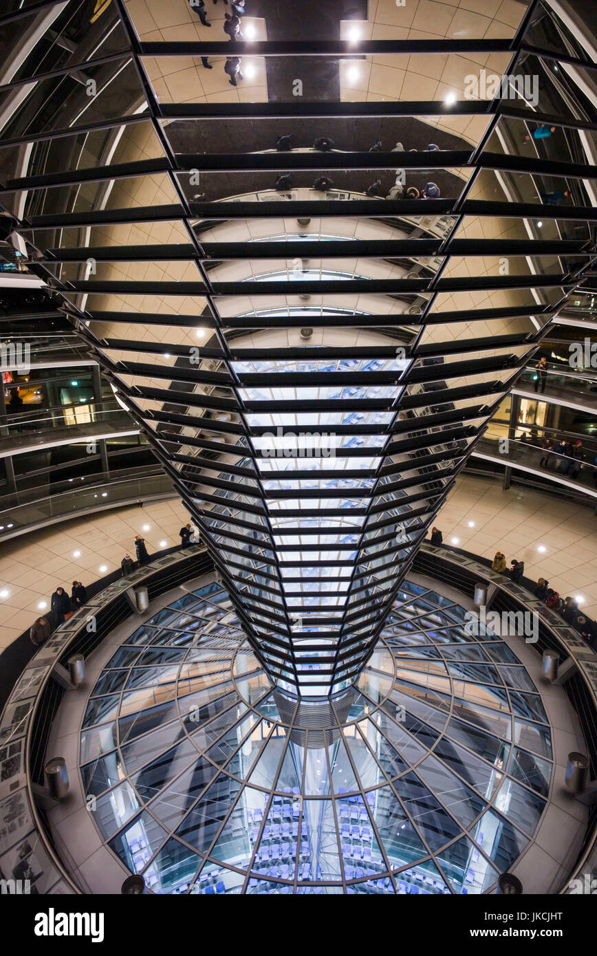 Germany, Berlin, Mitte, The Reichstag, dome interior, evening Stock Photo
