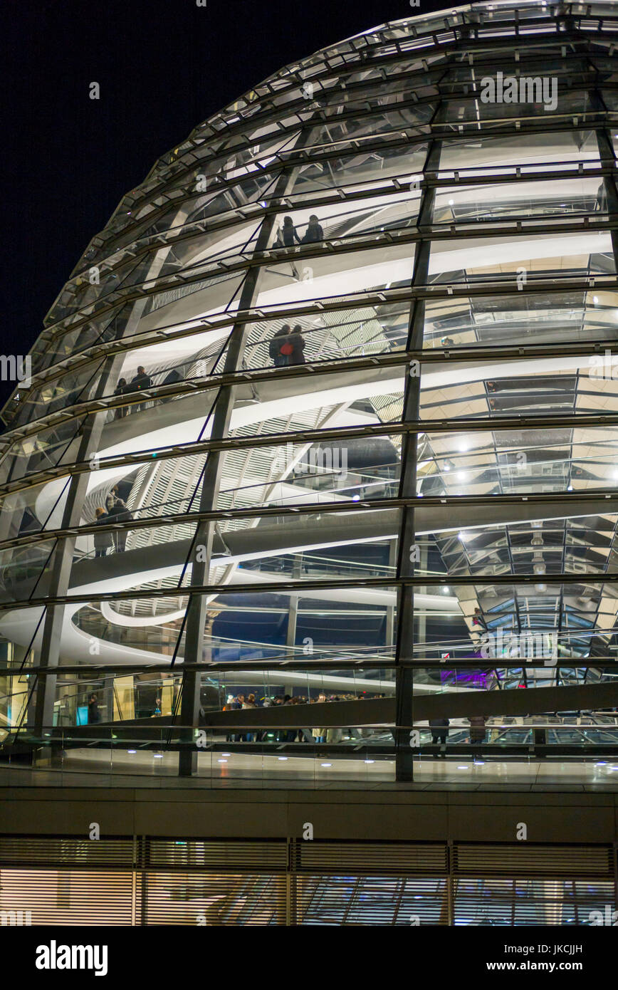 Germany, Berlin, Mitte, The Reichstag, dome exterior, evening Stock Photo