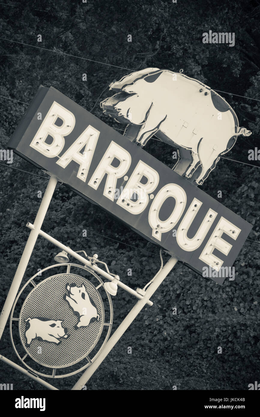 USA, North Carolina, Bryson City, sign for Barbque, BBQ, restaurant Stock Photo