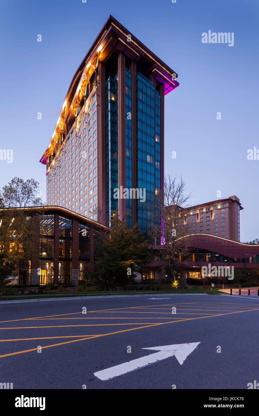 USA, North Carolina, Cherokee, Cherokee Indian Reservation, Harrah's Cherokee Casino, dawn Stock Photo