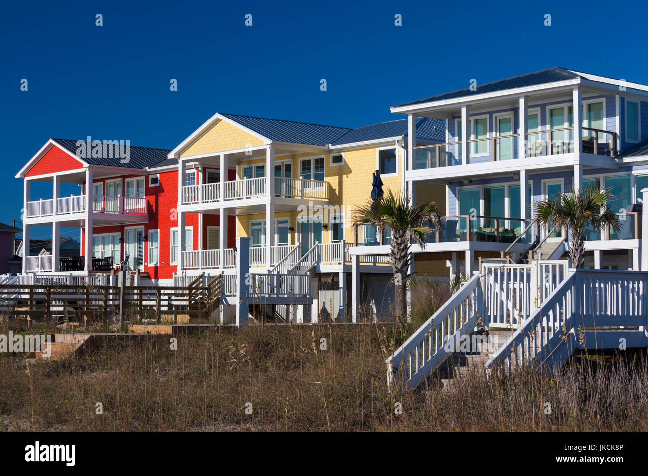 USA, North Carolina, Kure Beach, beachhouses Stock Photo Alamy