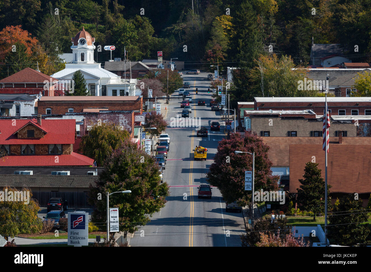 USA, North Carolina, Bryson City, elevated town view Stock Photo