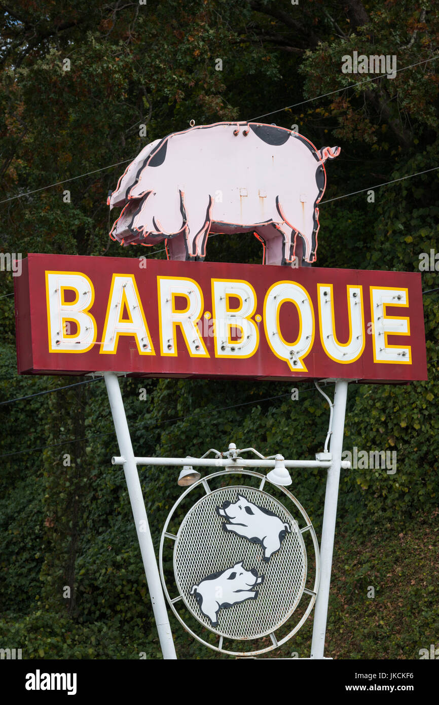 USA, North Carolina, Bryson City, sign for Barbque, BBQ, restaurant Stock Photo