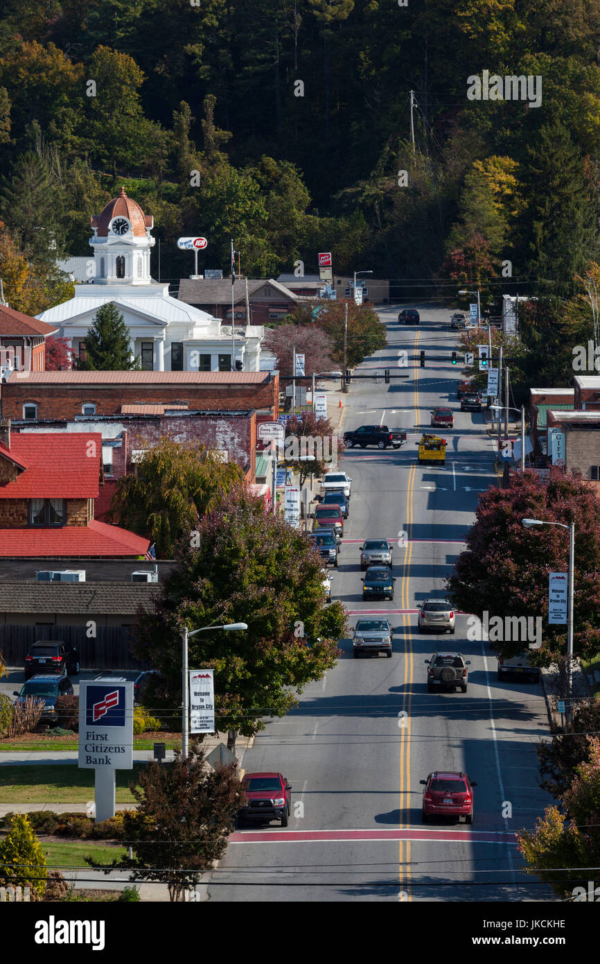 USA, North Carolina, Bryson City, elevated town view Stock Photo