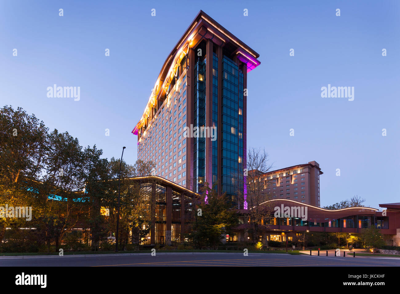 USA, North Carolina, Cherokee, Cherokee Indian Reservation, Harrah's Cherokee Casino, dawn Stock Photo