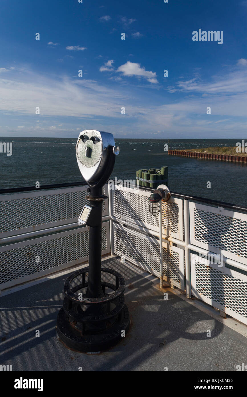 USA, North Carolina, Cape Hatteras National Saeshore, Ferry from Ocracoke Island to Hatteras Island, binoccular Stock Photo