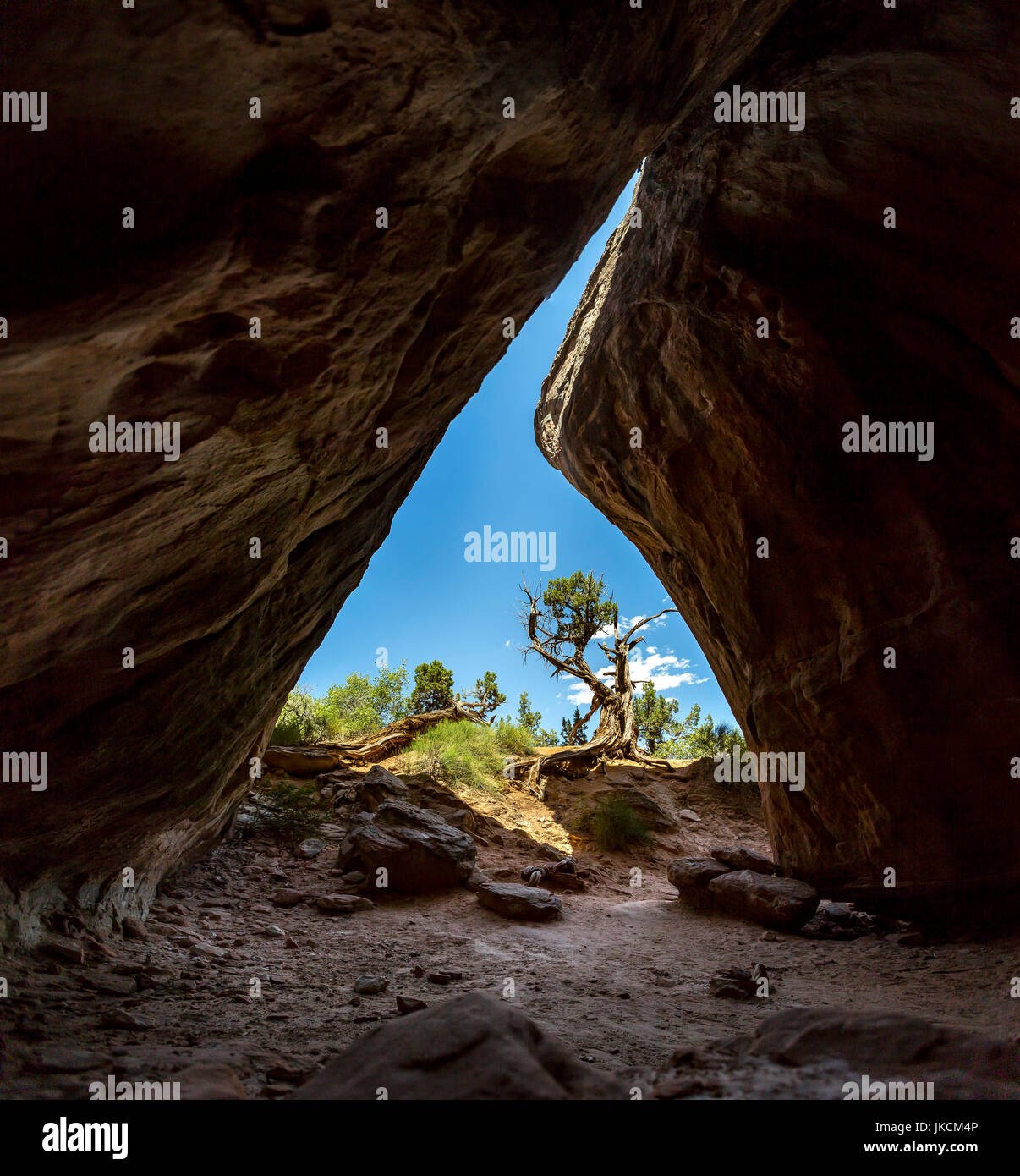 View of the inside of a cave in Moab, Utah Stock Photo Alamy