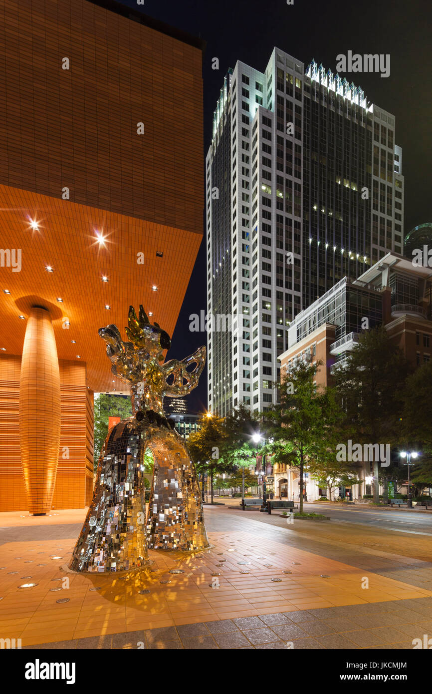 Firebird Sculpture On Tryon Downtown Charlotte Black & White Wall Art
