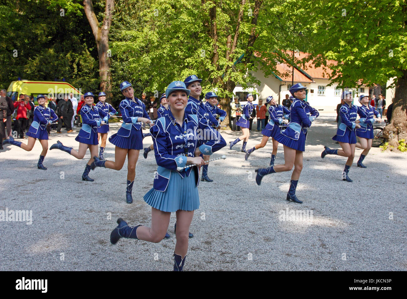 CROATIA ZAGREB, 30 JUNE 2017: Zagreb majorettes during the performance at Maksimir Park, Zagreb, Croatia Stock Photo